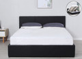 KING UMBREON LINEN FABRIC FRONT GAS LIFT BED FRAME WITH PLATFORM STORAGE - BLACK