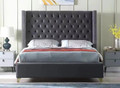 QUEEN SAFFORD VELVET FABRIC FANCY BED WITH WINGS - AS PICTURED