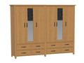 SYDNEYSIDE (AUSSIE MADE) 6 DOOR / 8 DRAWER MIRROR ROBE - (2 SECTION) PIGEON PAIRED - ASSORTED STAINED COLOURS
