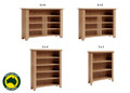 ELEGANCE (AUSSIE MADE) LOWLINE TASSIE OAK COMBINATION BOOKCASE COLLECTION - ASSORTED COLOURS - STARTING FROM $649