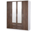 JAMES 4 DOOR / 4 DRAWER WARDROBE WITH MIRROR - WALNUT