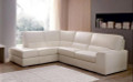 GIDEON LEATHERETTE L-SHAPE CORNER SOFA CHAISE LOUNGE SUITE - WHITE