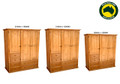 MUDGEE (AUSSIE MADE) UTILITY WARDROBE WITH 3 DOORS & 6 DRAWERS - ASSORTED STAINED COLOURS - STARTING FROM $1299