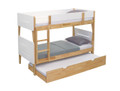 SINGLE OVER SINGLE IRVINE 2 TONED BUNK BED WITH KING SINGLE TRUNDLE - WHITE WASH / NATURAL