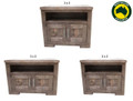 RUSTIC (AUSSIE MADE) 2 DOOR TV UNIT COLLECTION - ASSORTED STAINED COLOURS - STARTING FROM $399