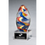 Colorful egg-shaped art glass award with clear glass base