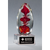 Egg-Shaped Red Art Glass Award Clear Glass Base