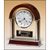 Rosewood Pino-Finish Mantle Clock with Chrome Plated Posts and Silver Aluminum Accents