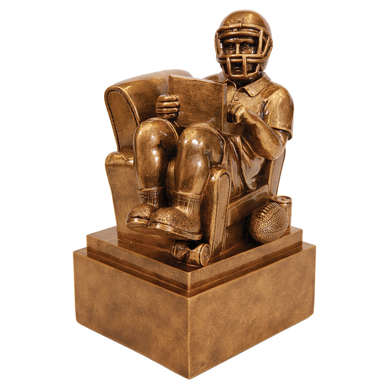 9" Antique Gold Fantasy Football Man in Chair Resin