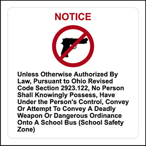 S140-SPECIAL, Decal Notice No Weapon Decal (OHIO DECAL ONLY)