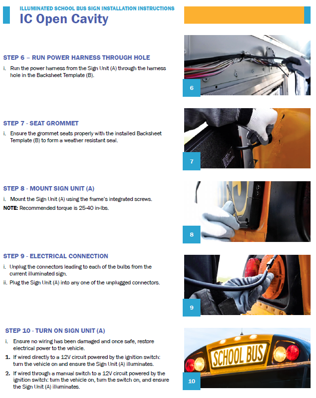 100805-100, Illuminated School Bus Sign - Set - IC CE Reflective