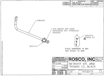 KIT 2015, Rosco Thomas C2 Black Crossview Main Arm Ball Stud - NON-Heated KIT 2015, Rosco Thomas C2 Black Crossview Main Arm Ball Stud - NON-Heated