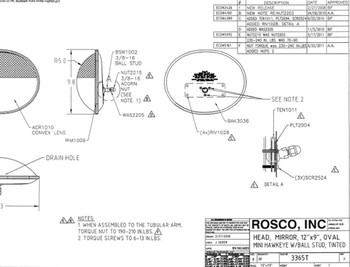 3365T, Rosco Mini Hawk-Eye Ball Stud Mount & Partial Tint Mirror Head  3365T, Rosco Mini Hawk-Eye Ball Stud Mount & Partial Tint Mirror Head