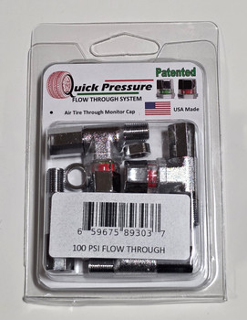 QP-00100F, Quick Pressure - 100PSI Flow Through Tire Pressure Monitor Cap  (4 Pack)  QP-00100F, Quick Pressure - 100PSI Flow Through Tire Pressure Monitor Cap  (4 Pack)