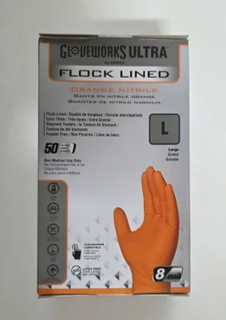 Orange Flock Lined Nitrile Gloves - Large, Gloveworks 