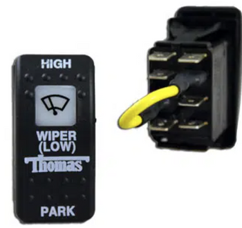 3119,  Thomas Black Wiper Rocker Switch (High-Low-Park) 3119,  Thomas Black Wiper Rocker Switch (High-Low-Park)