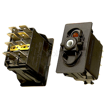 441142004,  IC / International / Navistar Black Rocker Switch 8 Spade Switch Base (Off-Low-High)  441142004,  IC / International / Navistar Black Rocker Switch 8 Spade Switch Base (Off-Low-High)