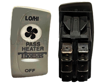 52003195,  Thomas / Freightliner Passenger Heater Switch (Low/High-Off) - Gray 52003195,  Thomas / Freightliner Passenger Heater Switch (Low/High-Off) - Gray