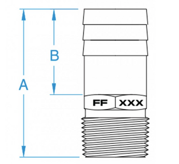 FF-750,  Groco Straight Pipe to Hose Adapter (3/4" NPT, 1" Hose)