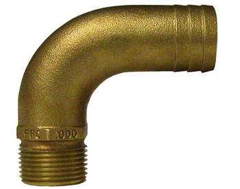 FFC-750,  Groco 90 Degree Pipe to Hose Adapter (3/4" NPT, 1" Hose)