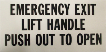 SB106, Garman Decal Emergency Exit Lift Handle - Black On Clear - 7" x 3 1/4" SB106, Garman Decal Emergency Exit Lift Handle - Black On Clear - 7" x 3 1/4"