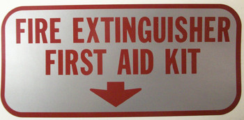 SB164, Garman Decal Fire Extinguisher First Aid Kit - Red on Silver - 4 7/8" x 2 1/2" SB164, Garman Decal Fire Extinguisher First Aid Kit - Red on Silver - 4 7/8" x 2 1/2"