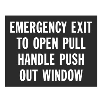 SB166, Garman Decal Emergency Exit To Open Pull - White on Black - 5" x 3 1/2" SB166, Garman Decal Emergency Exit To Open Pull - White on Black - 5" x 3 1/2"
