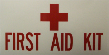 SB19, Garman Decal First Aid Kit - Red on Clear - 6" x 3" 