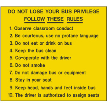 SB42A, Garman Decal Follow These Rules (1-10) - Black on Yellow 8 1/2" x 9 1/2" SB42A, Garman Decal Follow These Rules (1-10) - Black on Yellow 8 1/2" x 9 1/2"