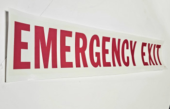 SB8, Garman Decal Emergency Exit - Red on Clear - 20" x 3 3/4"