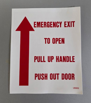 UB202, Garman Decal Emergency Exit (Red on Clear) - 6 3/4" x 6 1/2" UB202, Garman Decal Emergency Exit (Red on Clear) - 6 3/4" x 6 1/2"