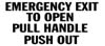 SB113, Garman Decal Emergency Exit To Open Pull Handle - Black on Clear - 6" x 2 5/8" SB113, Garman Decal Emergency Exit To Open Pull Handle - Black on Clear - 6" x 2 5/8"