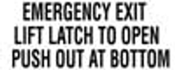 SB9, Garman Decal Emergency Exit Lift Latch - Black on Clear - 6 1/2" x 3" SB9, Garman Decal Emergency Exit Lift Latch - Black on Clear - 6 1/2" x 3"