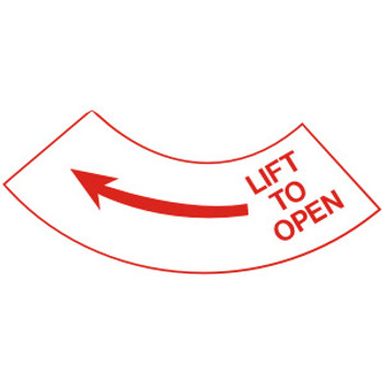 SB151L, Garman Decal Lift To Open (Red, Die Cut) - 7 1/8" x 3" SB151L, Garman Decal Lift To Open (Red, Die Cut) - 7 1/8" x 3"