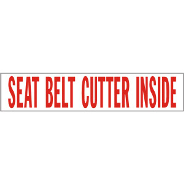 SB150, Garman Decal Seat Belt Cutter Inside - Red on White - 6" x 1 1/2"