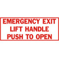 SB18, Garman Decal Emergency Exit Lift Handle Push to Open