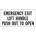 SB106, Garman Decal Emergency Exit Lift Handle - Black On Clear - 7" x 3 1/4"