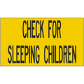 SB162, Garman Decal Check For Sleeping Children - Black on Yellow - 6" x 3"