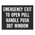 SB166, Garman Decal Emergency Exit To Open Pull - White on Black - 5" x 3 1/2"