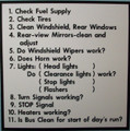 SB181, Garman Decal Check List For Bus - Black on White - 4" x 4" 