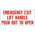 SB200, Garman Decal Emergency Exit Lift Handle Push Out to Open - Red on Clear - 7" x 3 1/2"