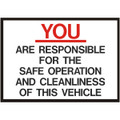 SB41, Garman Decal You Are Responsible For The Safe Operation - Red & Black on White - 5" x 3 1/2"