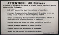 SB89, Garman Decal Attention All Drivers - Black on White - 9" x 6"