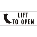 SB11, Garman Decal Lift To Open (With, Arrow) - Black on Clear - 6 1/4" x 3 1/2"