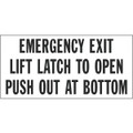 SB9, Garman Decal Emergency Exit Lift Latch - Black on Clear - 6 1/2" x 3"