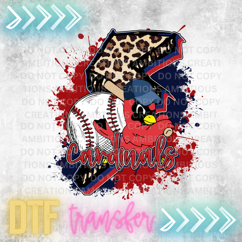 Cardinals Leopard Baseball Year DTF Transfer