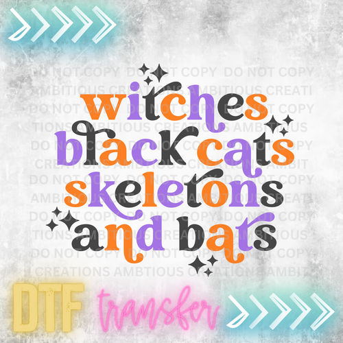 DTF - WITHCHES BLACK CATS SKELETONS