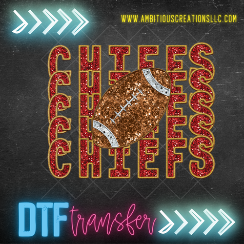 DTF FAUX SEQUINS CHIEFS STACKED