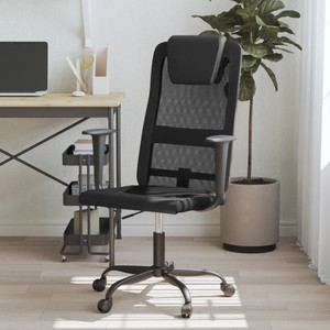  Office Chair Black Mesh Fabric and Faux Leather A949-353019