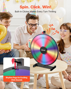 24 in Spinning Prize Wheel, 14 Slots Spinning Wheel with Stand, Tabletop Win Fortune Roulette with  E415-ZMKCJZL24INC09PKI001V0